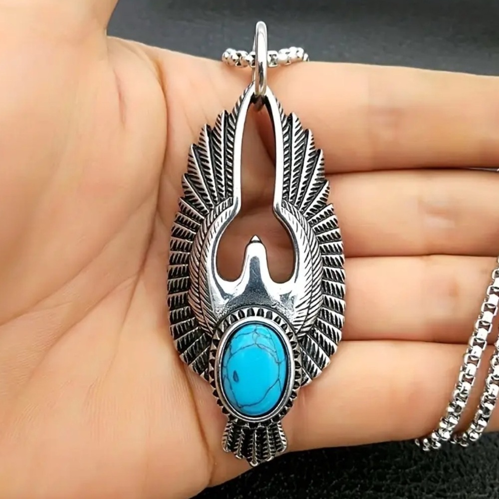 Silver Turquoise Pendant Necklace